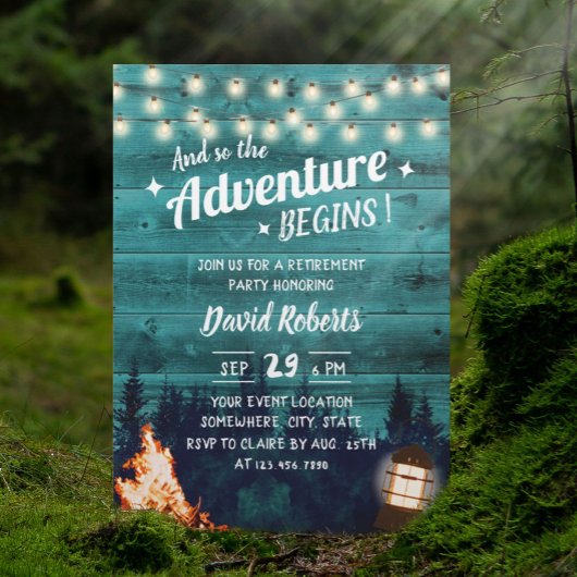 Adventure Blauwgroen Forest Bonfire Lantern Retire Kaart