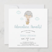 Adventure Blue Woodland Teddy Bear Baby shower Kaart (Voorkant)