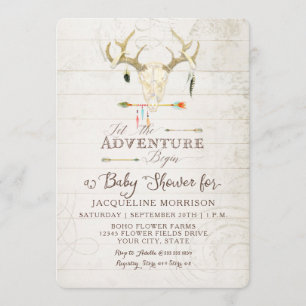 Adventure Boy Baby shower Teepee Wood Arrows Deer Kaart