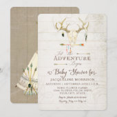 Adventure Boy Baby shower Tepee Wood Arrows Deer Kaart (Voorkant / Achterkant)