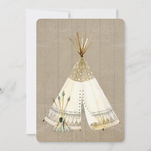Adventure Boy Baby shower Tepee Wood Arrows Deer Kaart (Achterkant)