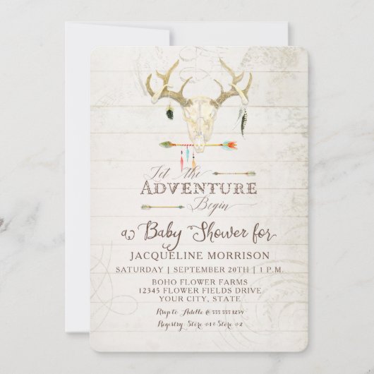 Adventure Boy Baby shower Tepee Wood Arrows Deer Kaart (Voorkant)