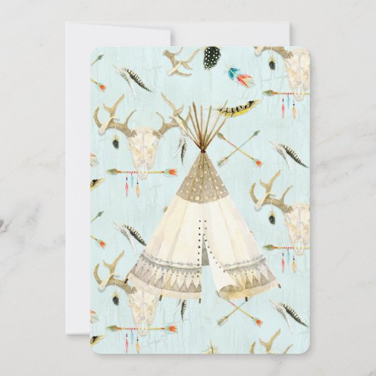 Adventure Boy Baby shower Tepee Wood Arrows Deer Kaart (Achterkant)