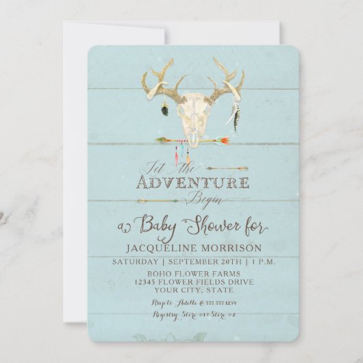 Adventure Boy Baby shower Tepee Wood Arrows Deer Kaart (Voorkant)