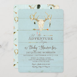 Adventure Boy Baby shower Tepee Wood Arrows Deer Kaart