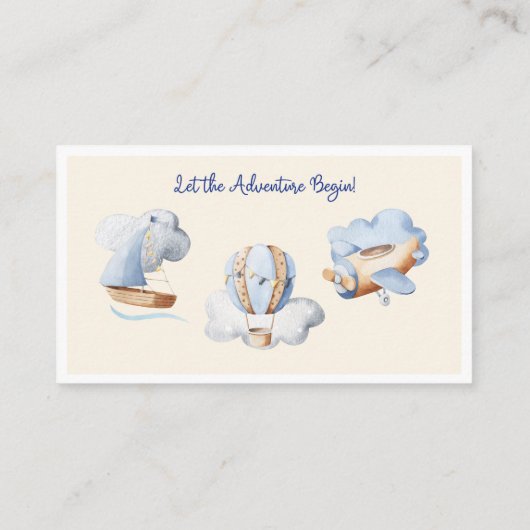 Adventure Boy Baby Speelgoed Baby shower Boek Aanv Informatiekaartje (Achterkant)