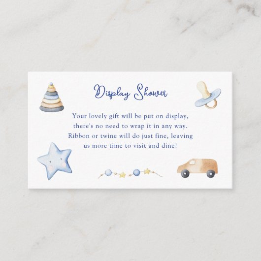 Adventure Boy Baby Speelgoed Baby shower Display S Informatiekaartje (Voorkant)