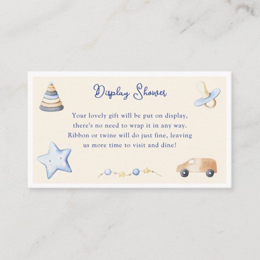 Adventure Boy Baby Speelgoed Baby shower Display S Informatiekaartje (Voorkant)