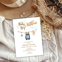 Adventure Boy Clothesline Airplane Sky Baby Shower
