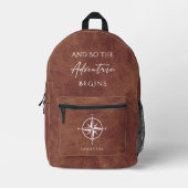 Adventure Brown Leather Travel Personalized Bedrukte Rugzak (Voorkant)