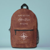 Adventure Brown Leather Travel Personalized Bedrukte Rugzak