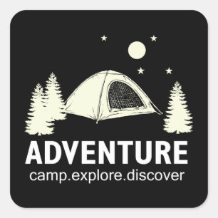Adventure Camp Ontdek en ontdek Vierkante Sticker
