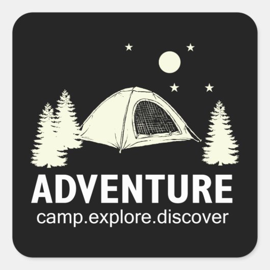 Adventure Camp Ontdek en ontdek Vierkante Sticker (Voorkant)