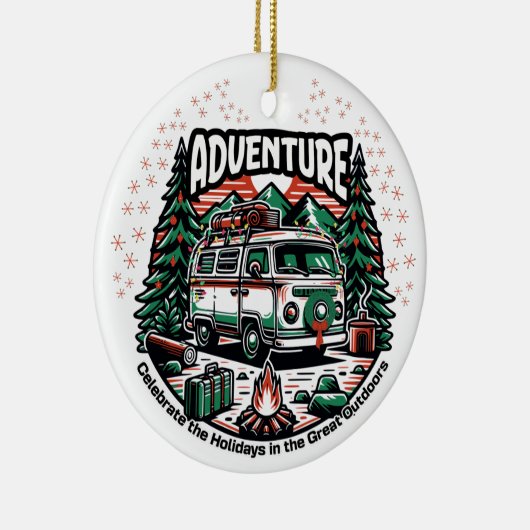 Adventure Camper Van Christmas Keramisch Ornament (Rechts)