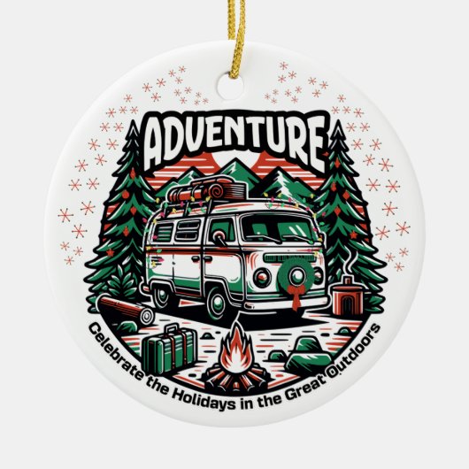 Adventure Camper Van Christmas Keramisch Ornament (Voorkant)