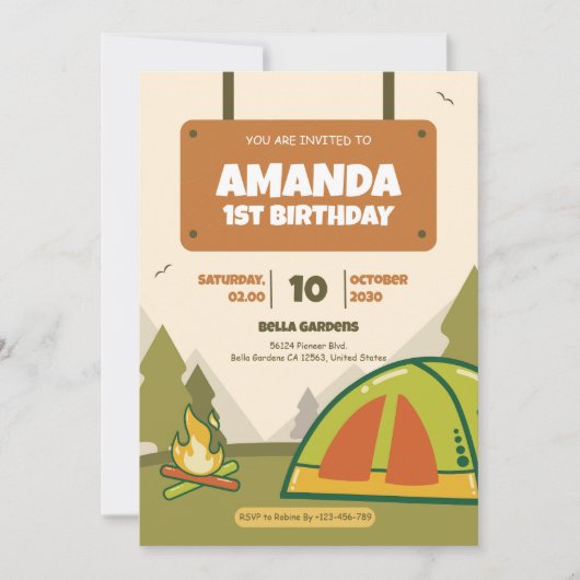 Adventure Camping Birthday Uitnodiging (Voorkant)