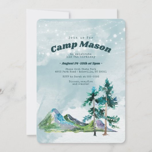 Adventure Camping Birthday Uitnodiging (Voorkant)