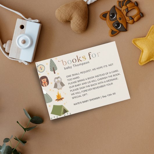 Adventure Camping Gender Neutral Baby Book Request Informatiekaartje