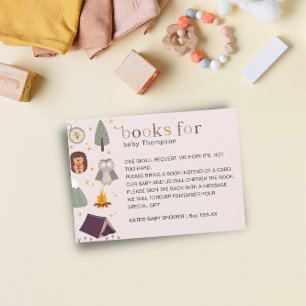 Adventure Camping Girl Soft Pink Baby Book Request Informatiekaartje
