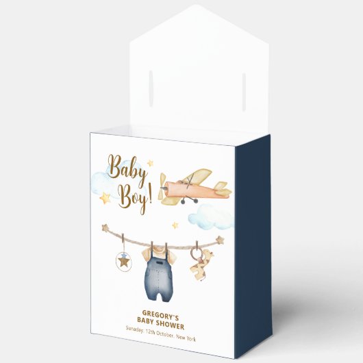 Adventure Clothesline Airplane Sky Baby Shower Bedankdoosjes (Open)