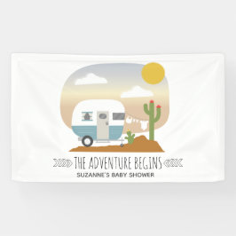 Adventure Desert Camper Blauw Baby shower Banner