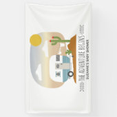Adventure Desert Camper Blauw Baby shower Banner (Verticaal)