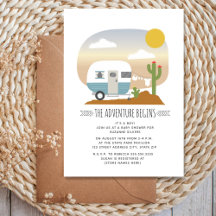 Adventure Desert Camper Blue Boy Baby shower