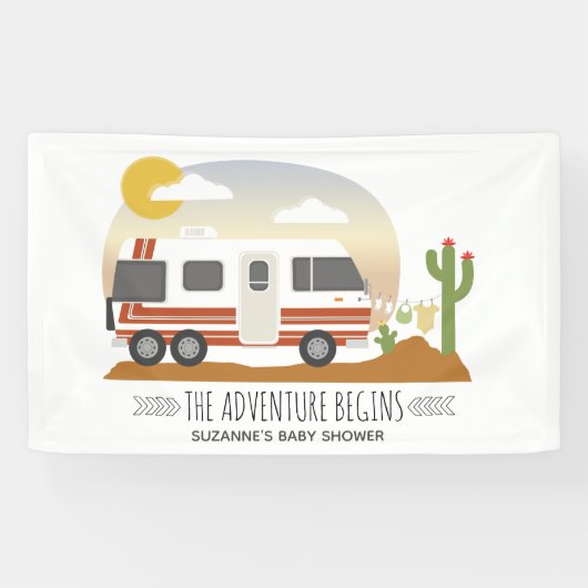 Adventure Desert Motorhome Neutraal Baby shower Spandoek (Horizontaal)