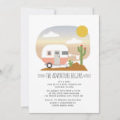 Adventure Desert Pink Camper Girl Baby shower Kaart (Voorkant)