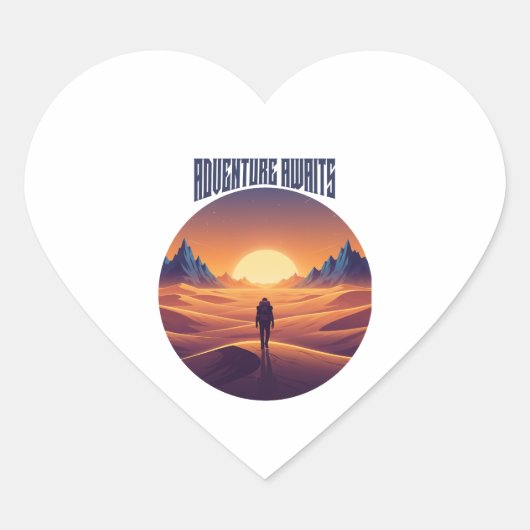 Adventure Desert Tee — Chasing Dunes & Desert Sky Hart Sticker (Voorkant)
