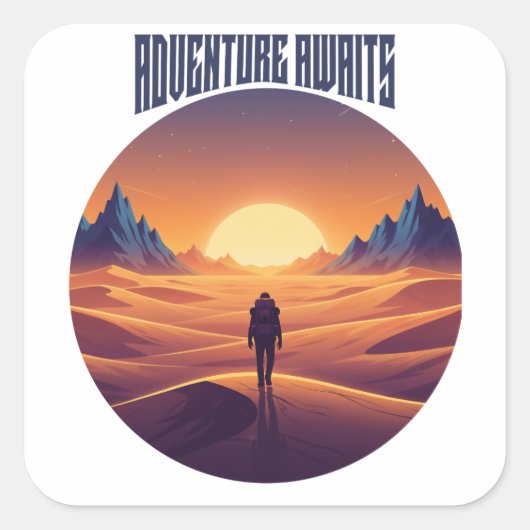 Adventure Desert Tee — Chasing Dunes & Desert Sky Vierkante Sticker (Voorkant)