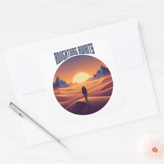 Adventure Desert Tee — Chasing Dunes & Desert Sky Vierkante Sticker (Envelop)