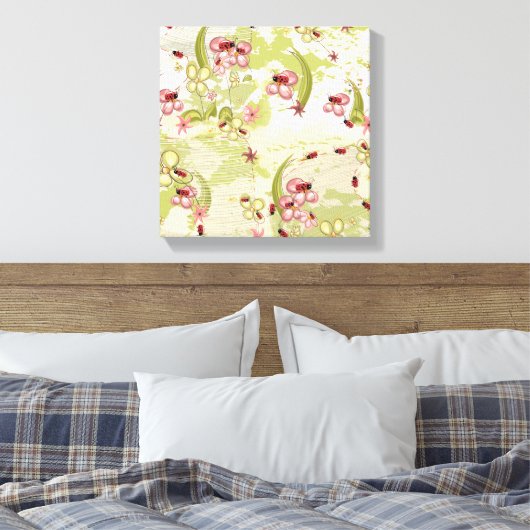 Adventure Ditsy Ladybird Canvas Afdruk (Insitu (Slaapkamer))