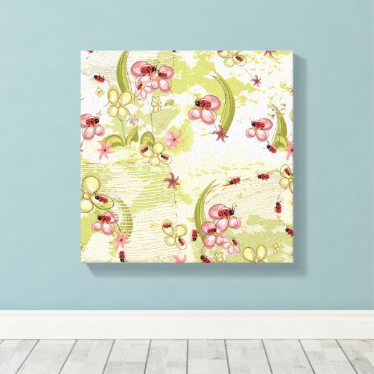 Adventure Ditsy Ladybird Canvas Afdruk (Insitu (Houten vloer))