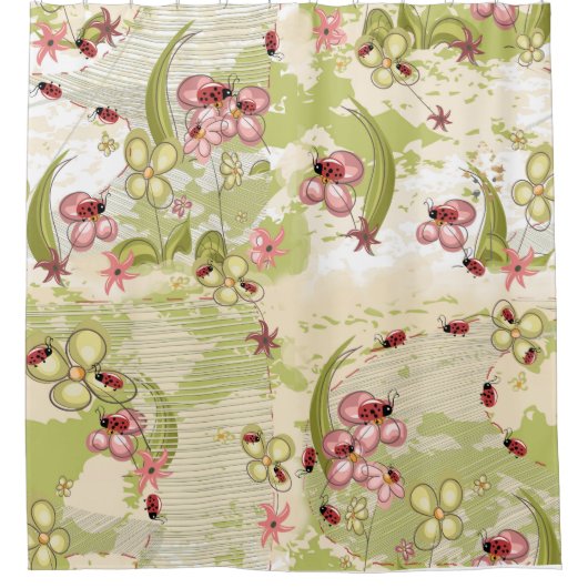 Adventure Ditsy Ladybird Douchegordijn (Voorkant)