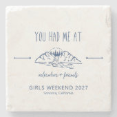 Adventure en Friends Girls Weekend Getaway Custom Stenen Onderzetter (Voorkant)