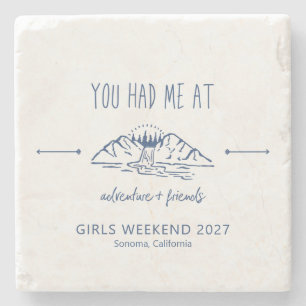 Adventure en Friends Girls Weekend Getaway Custom Stenen Onderzetter