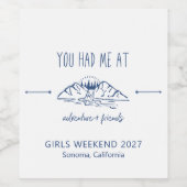 Adventure en Friends Girls Weekend Getaway Custom Wijn Etiket (Enkel label)