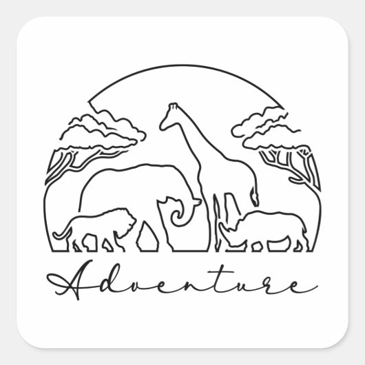 Adventure en Safari in Afrika Vierkante Sticker (Voorkant)