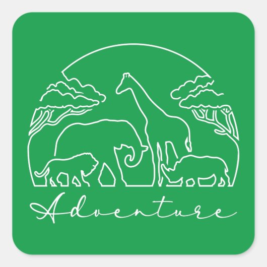 Adventure en Safari in Afrika Vierkante Sticker (Voorkant)