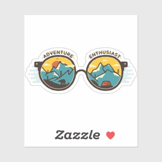 Adventure Enthusiast Sunglazen | Afgesneden Sticke Sticker (Vel)