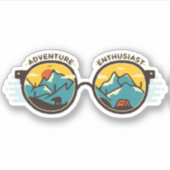 Adventure Enthusiast Sunglazen | Afgesneden Sticke Sticker (Voorkant)