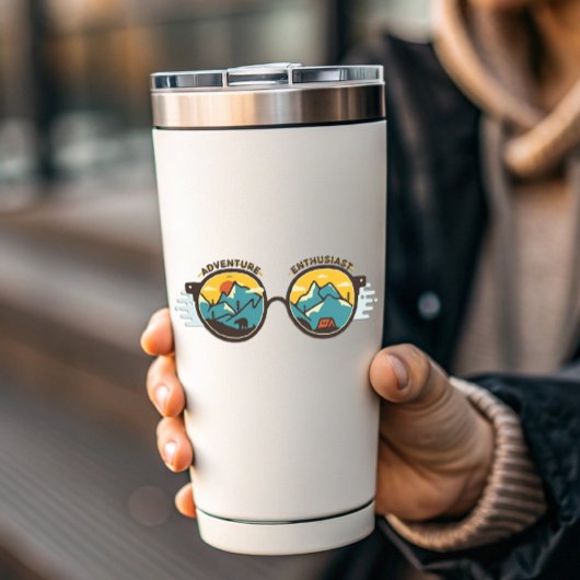 Adventure Enthusiast Sunglazen | Afgesneden Sticke Sticker