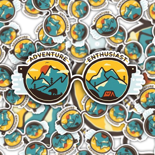 Adventure Enthusiast Sunglazen | Afgesneden Sticke Sticker