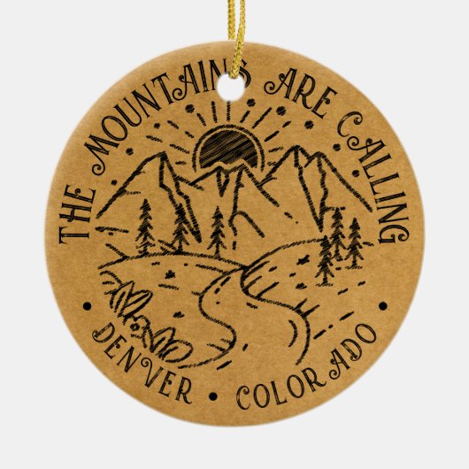 Adventure Explore Mountains Aangepaste locatie toe Keramisch Ornament (Voorkant)