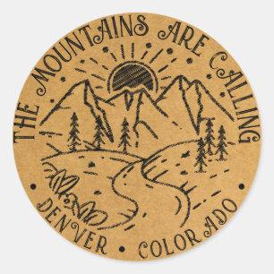 Adventure Explore Mountains Aangepaste locatie toe Ronde Sticker