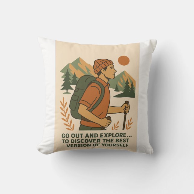 Adventure Explore Quote  wandelen Kussen (Voorkant)