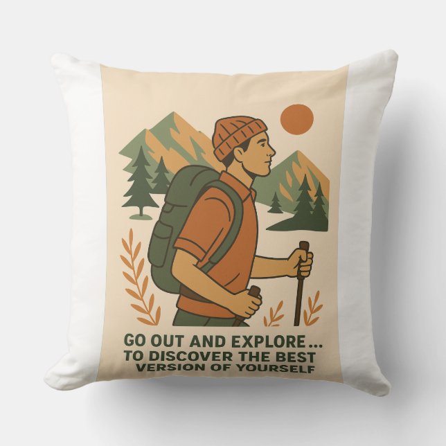 Adventure Explore Quote  wandelen Kussen (Voorkant)