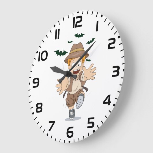 Adventure Explorer Kid Running from Bats Grote Klok (Hoek)