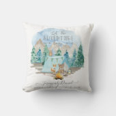 Adventure Forest Animals Camp Baby Boy Birth Stats Kussen (Voorkant)